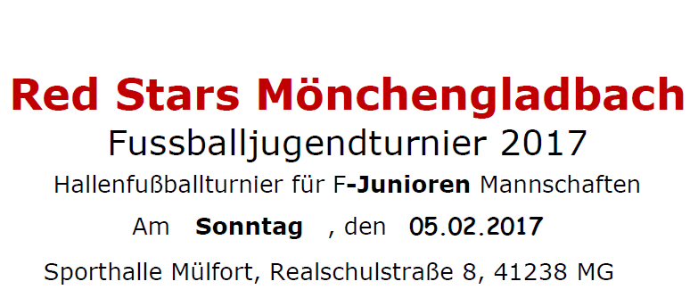 Read more about the article RED STARS F- und E- Jugend-Hallenfußballturnier am 05.02.2017